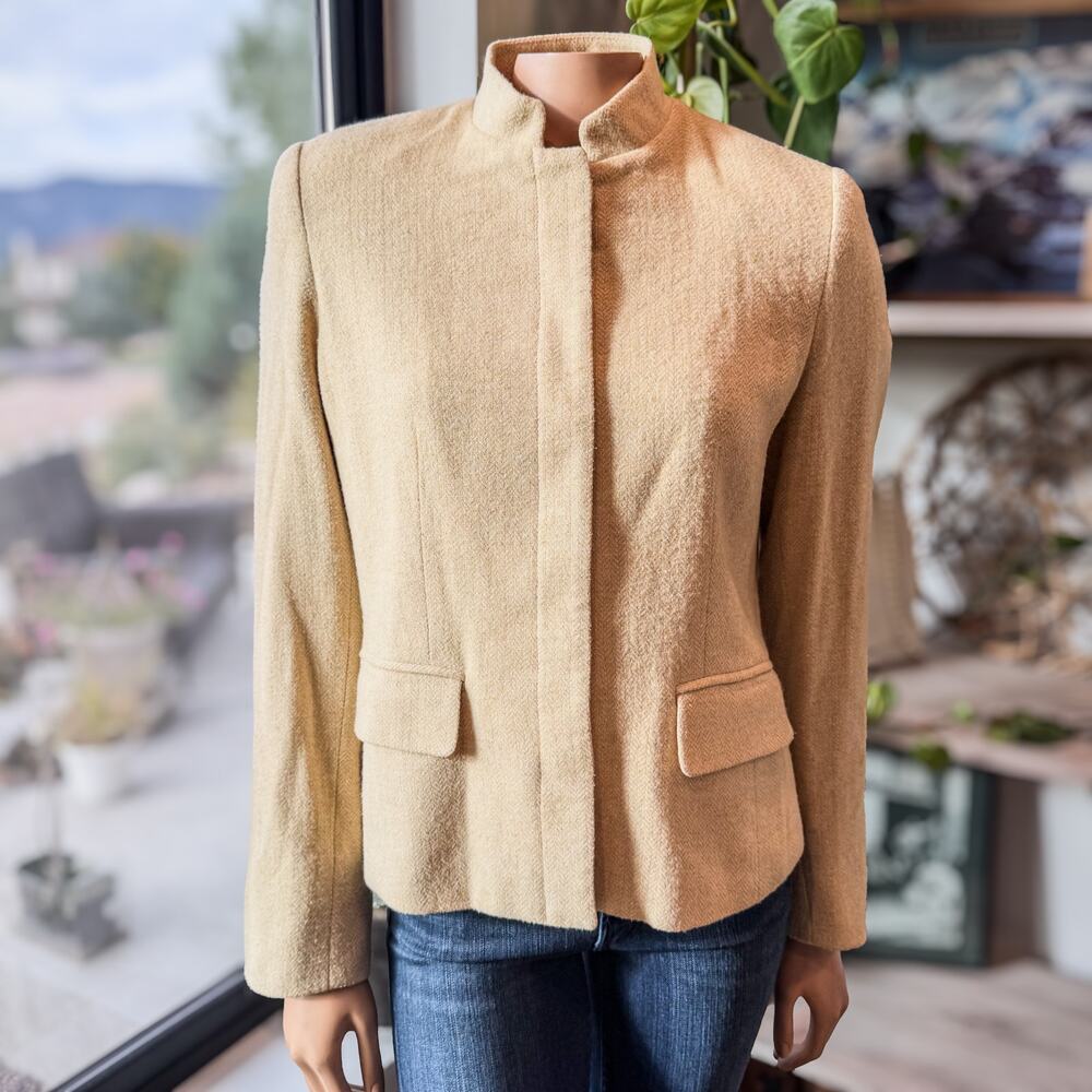 Vintage Apart Impressions Butter Herringbone Wool Blend Blazer Jacket, Women's 8